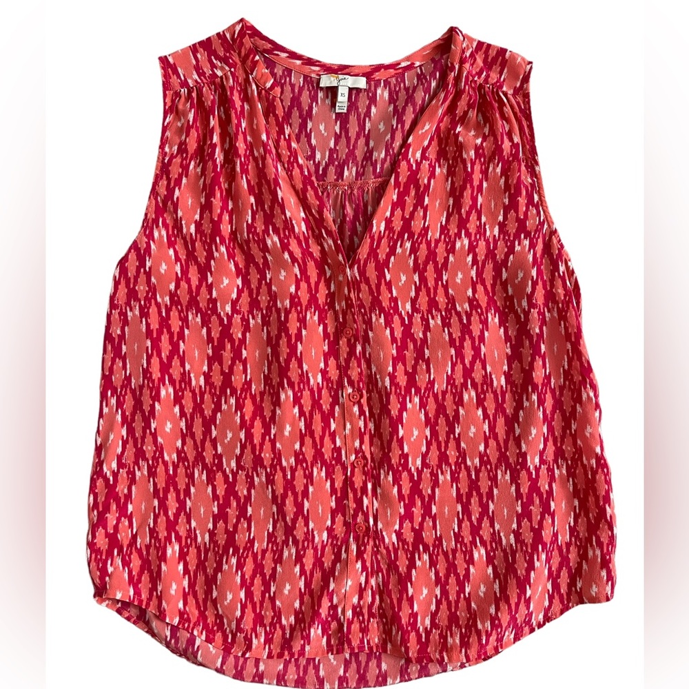Anthropologie Joie Red Patterned Sleeveless Silk Blouse XS
